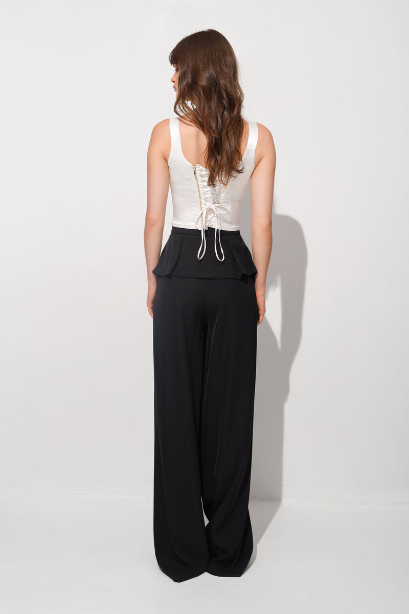 Corset alb din satin cu insiretare Haze