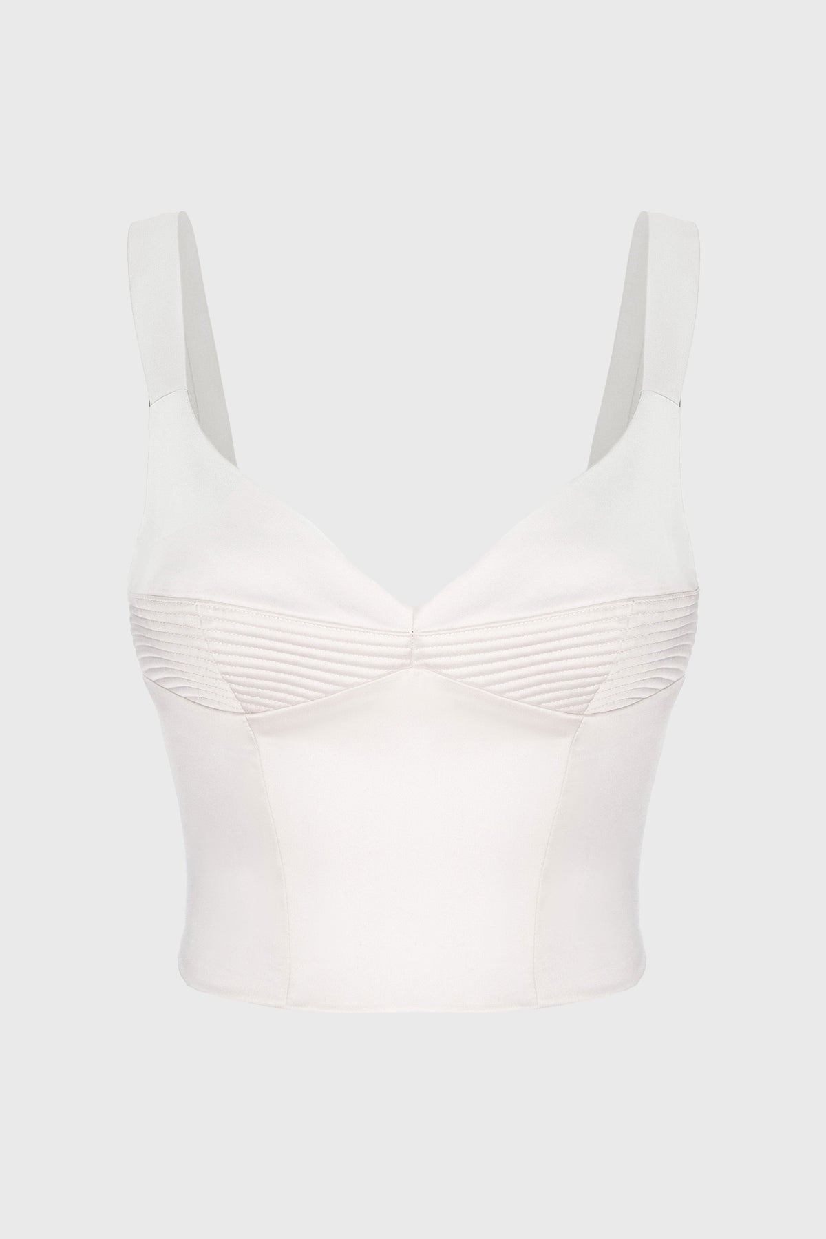 Corset alb din satin cu insiretare Haze