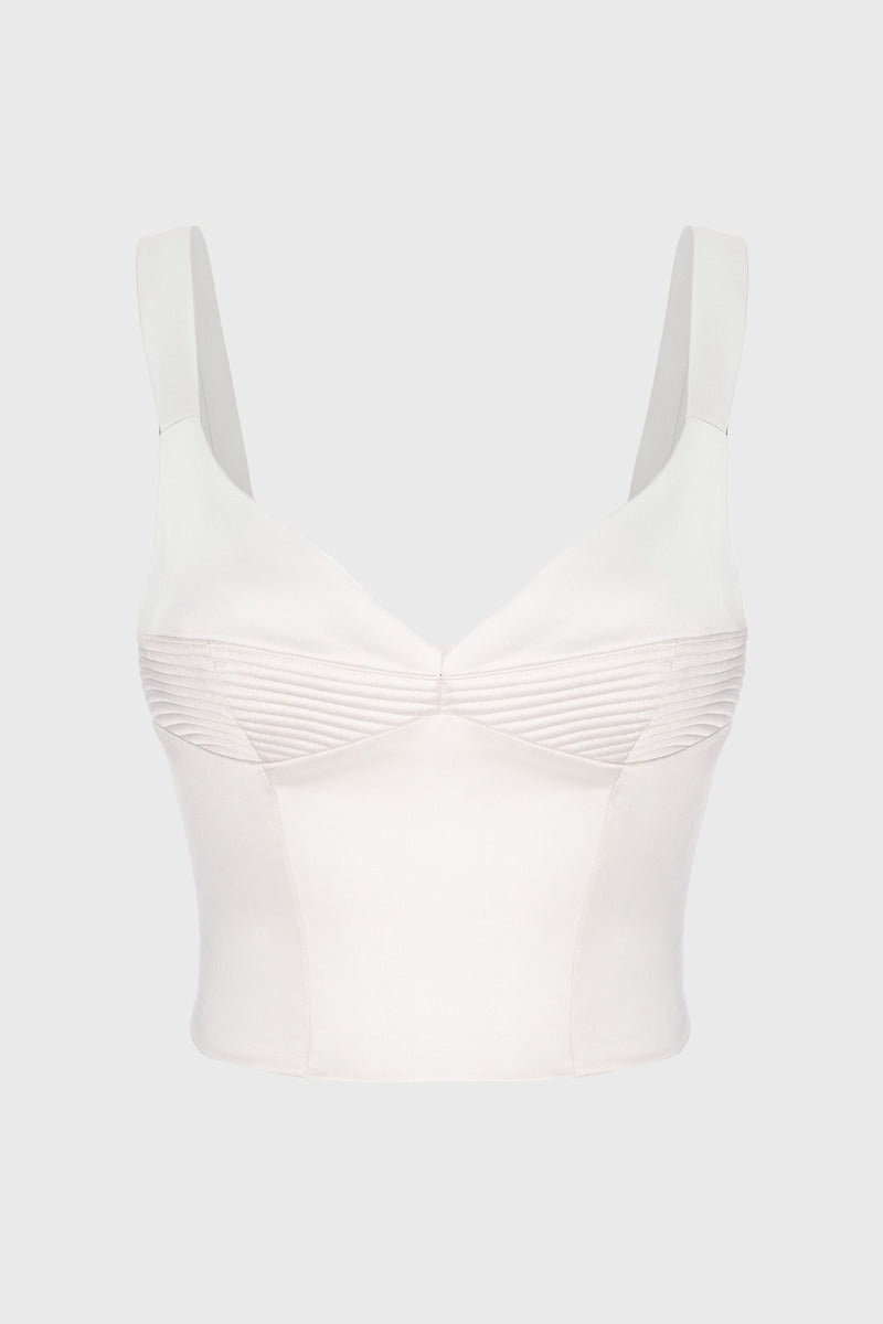 Corset alb din satin cu insiretare Haze