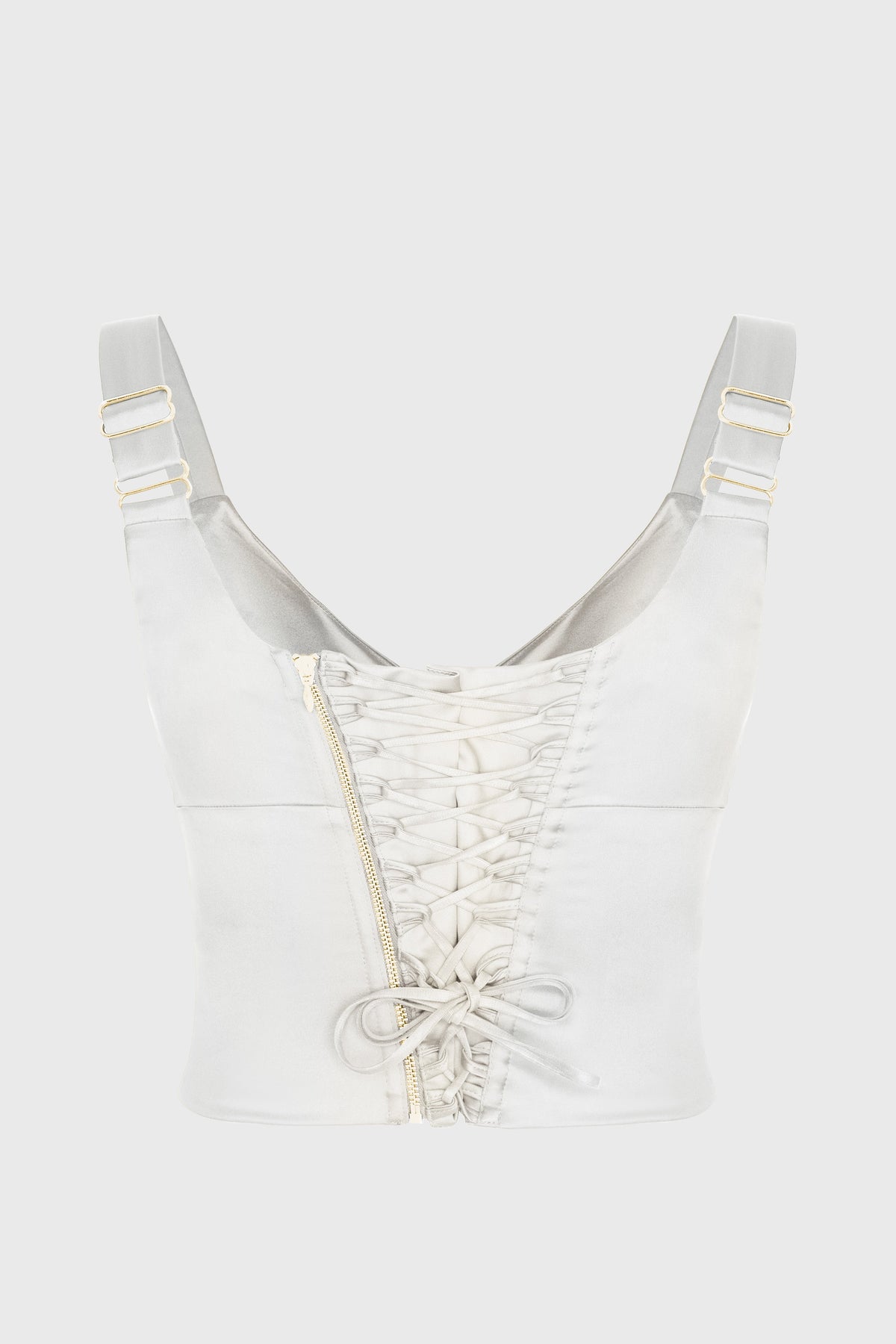 Corset alb din satin cu insiretare Haze