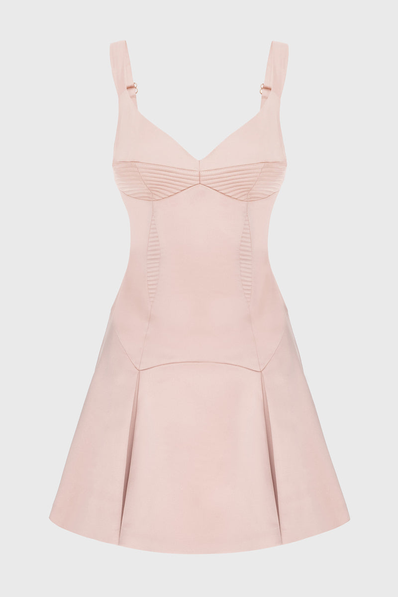 Rochie roz pudrat mini din satin Haze