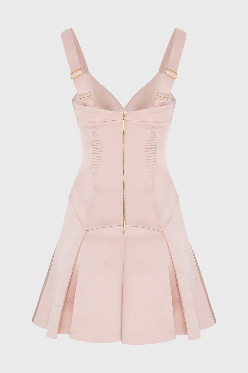 Rochie roz pudrat mini din satin Haze