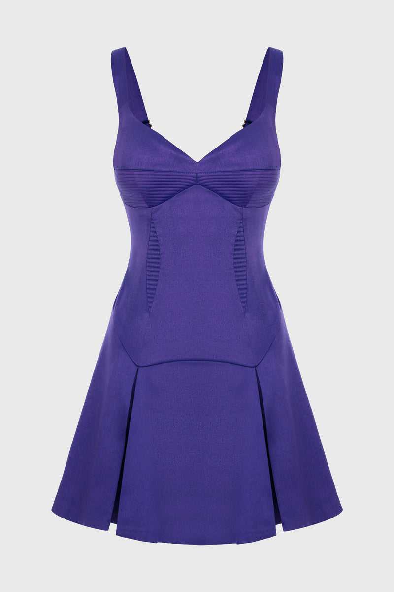 Rochie violet din satin mini evazata Haze