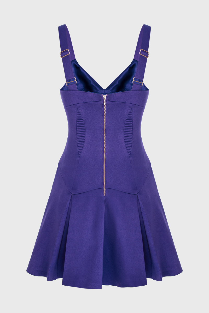 Rochie violet din satin mini evazata Haze