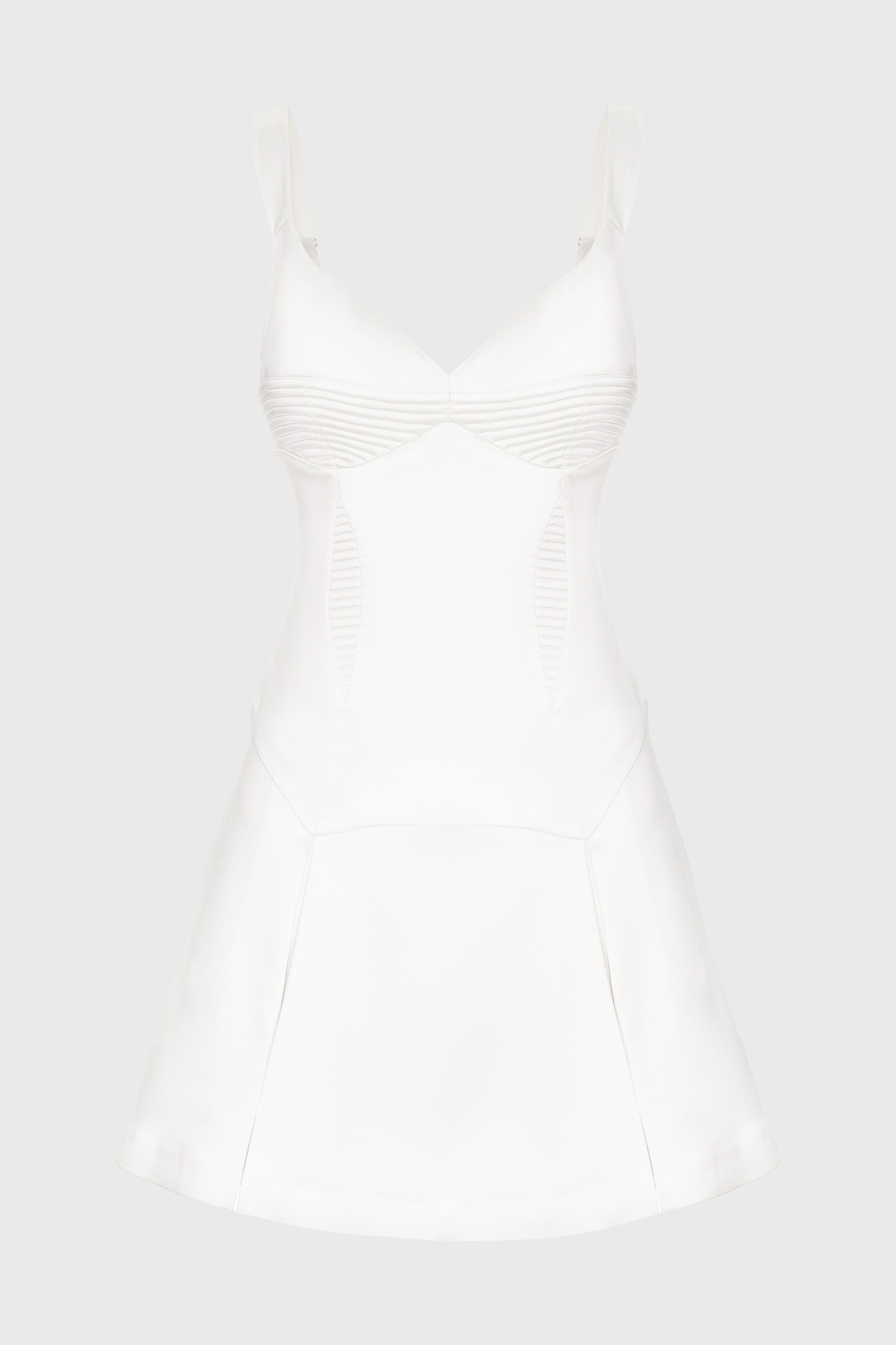 Rochie alba mini din satin elastic Haze