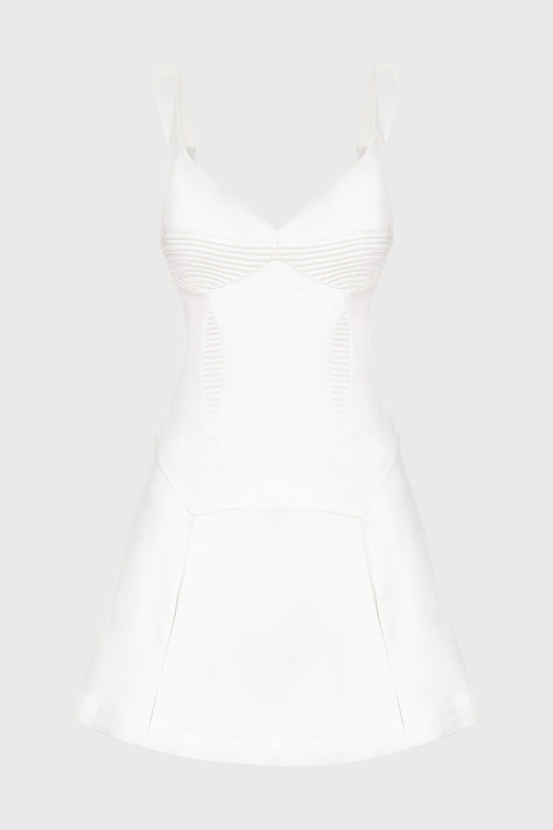 Rochie alba mini din satin elastic Haze