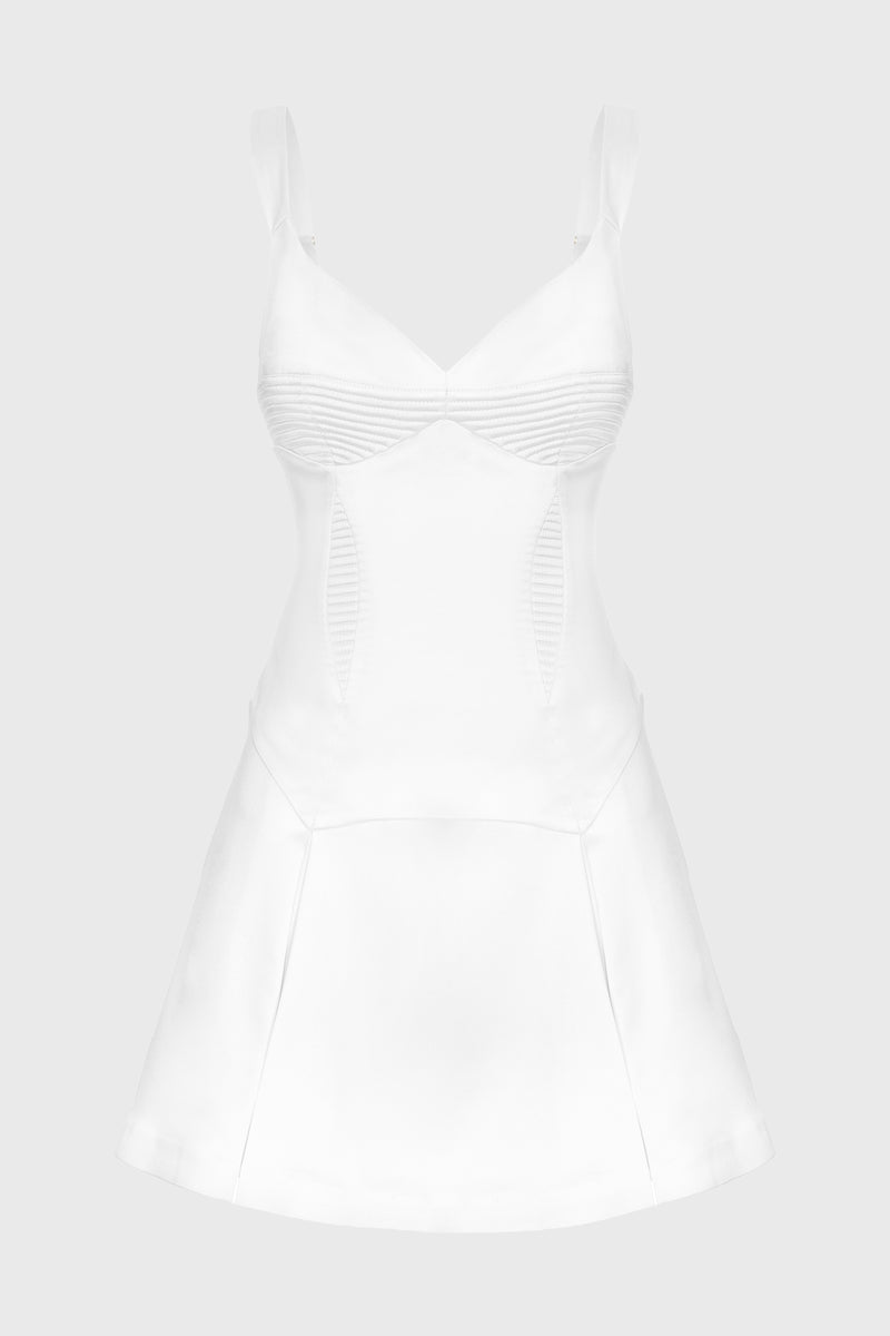 Rochie alba mini din satin elastic Haze