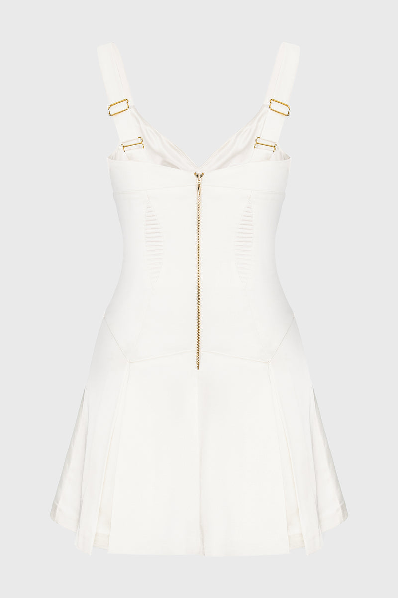 Rochie alba mini din satin elastic Haze