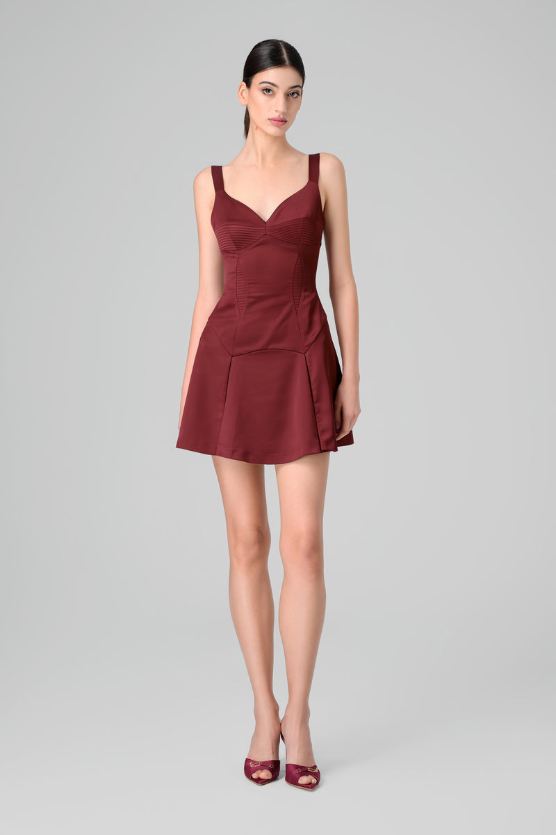 Rochie rosu burgund mini din satin Haze