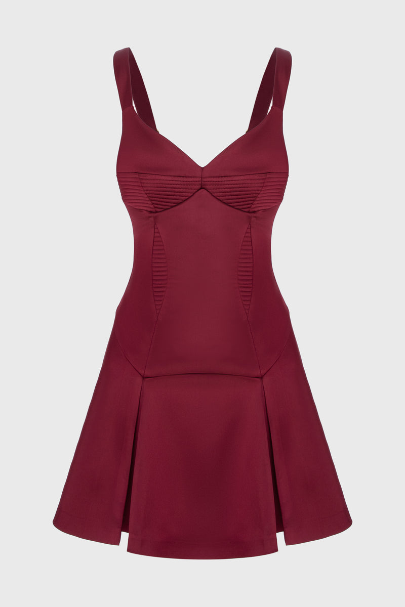 Rochie rosu burgund mini din satin Haze
