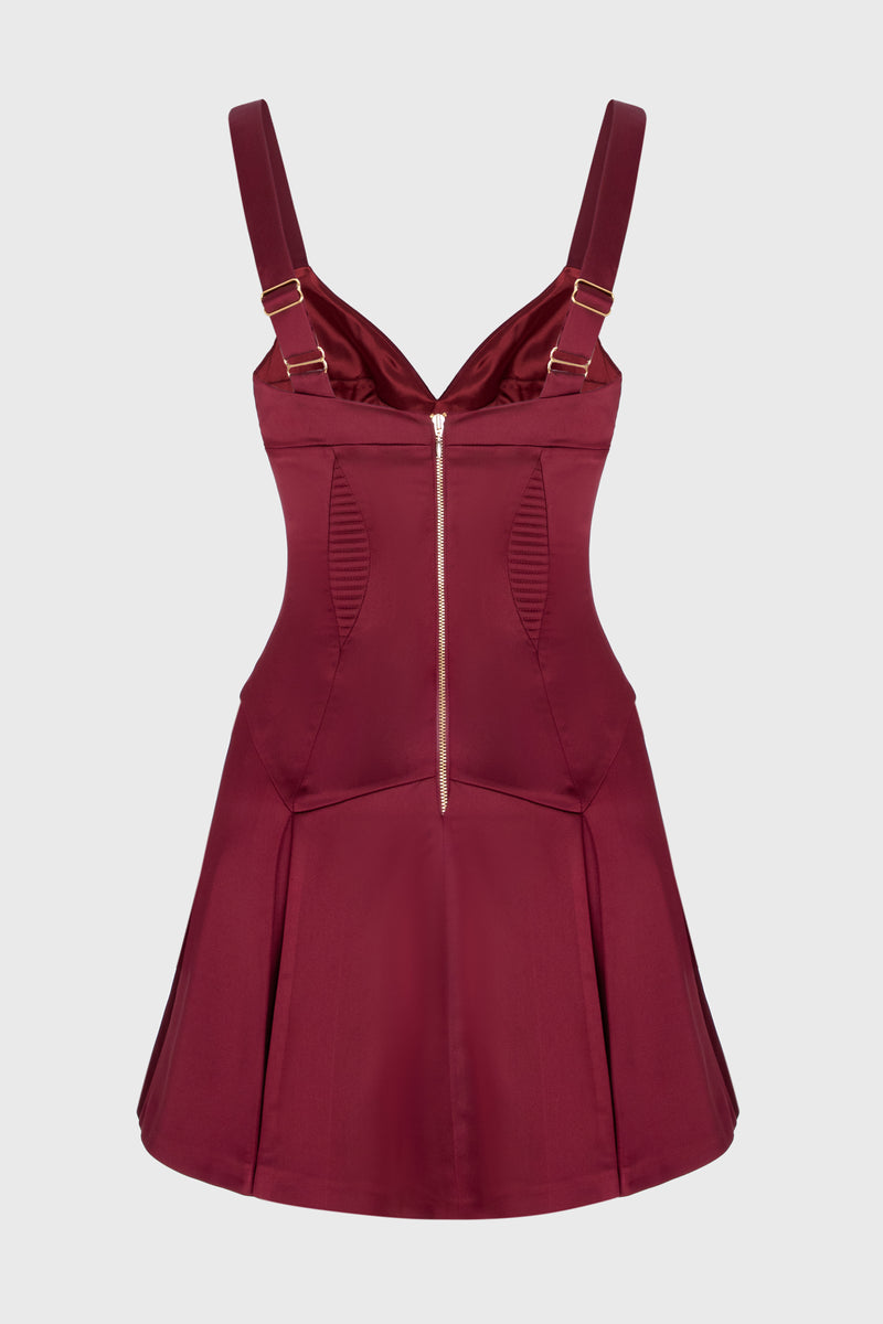 Rochie rosu burgund mini din satin Haze