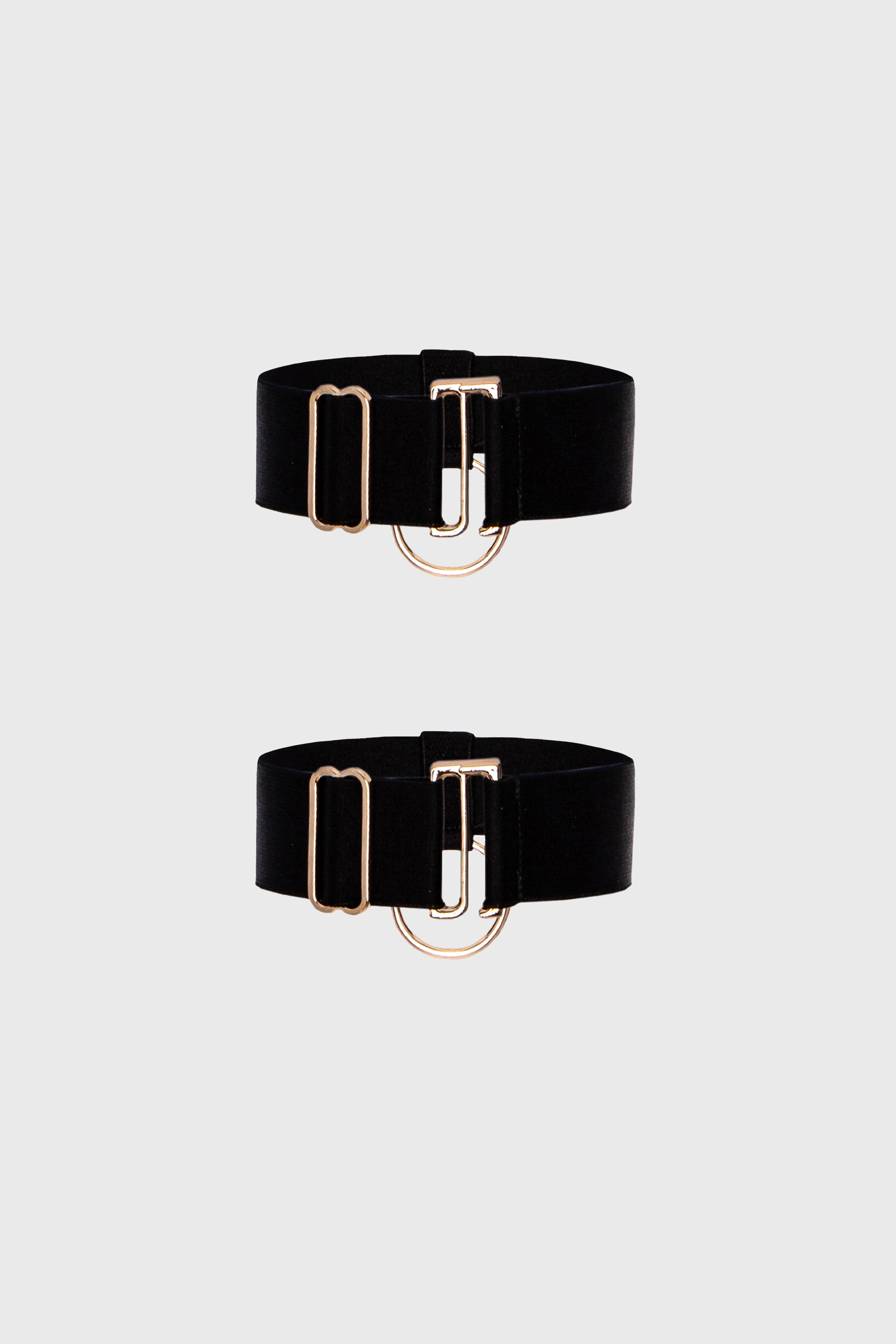 Bratari negre satinate din elastic cu detalii aurii Hold-up