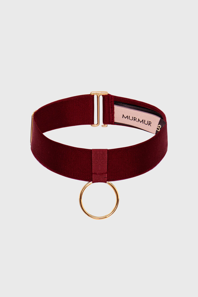 Choker rosu burgund placat cu aur 24k Hold-up