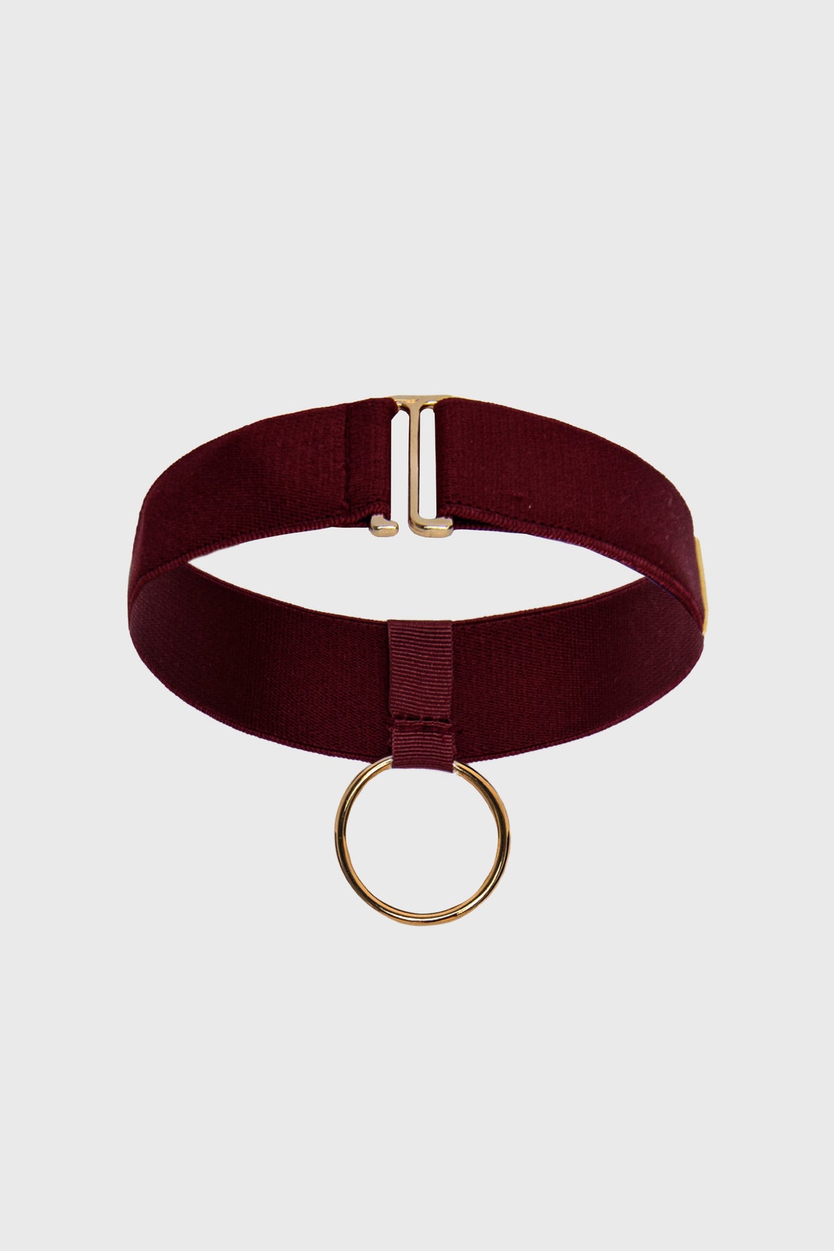 Choker rosu burgund din elastic premium cu detalii aurii Hold-up