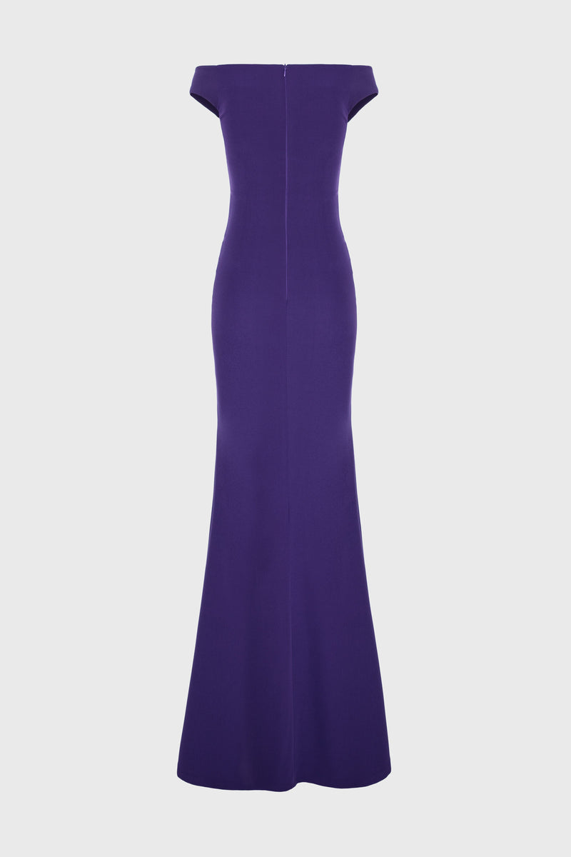 Rochie violet lunga cu decolteu Ivy