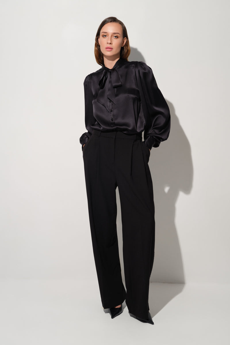 Camasa neagra din matase naturala Lavish
