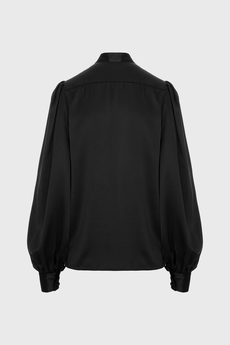 Camasa neagra din matase naturala Lavish