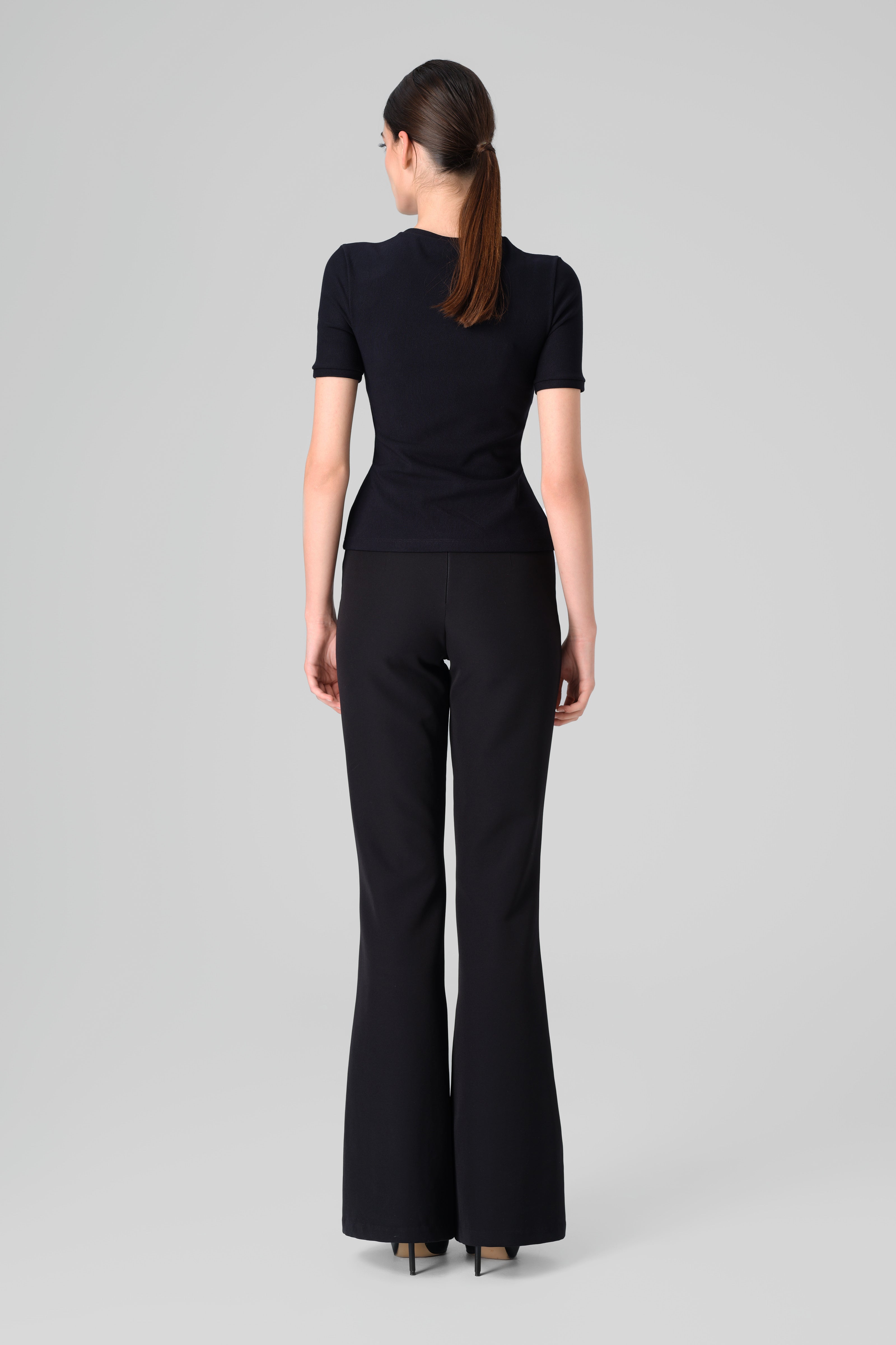 Tricou negru din bumbac reiat Logo