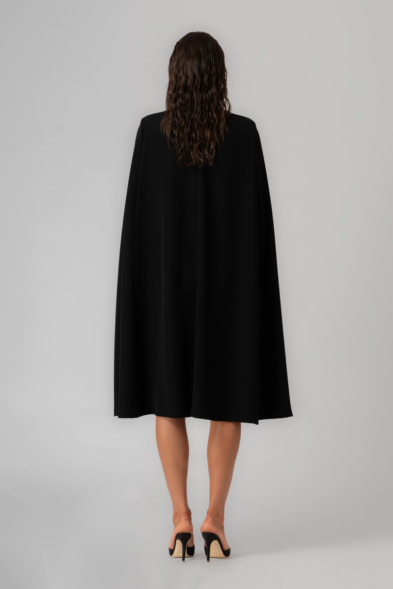 Rochie neagra midi cu capa Mantle