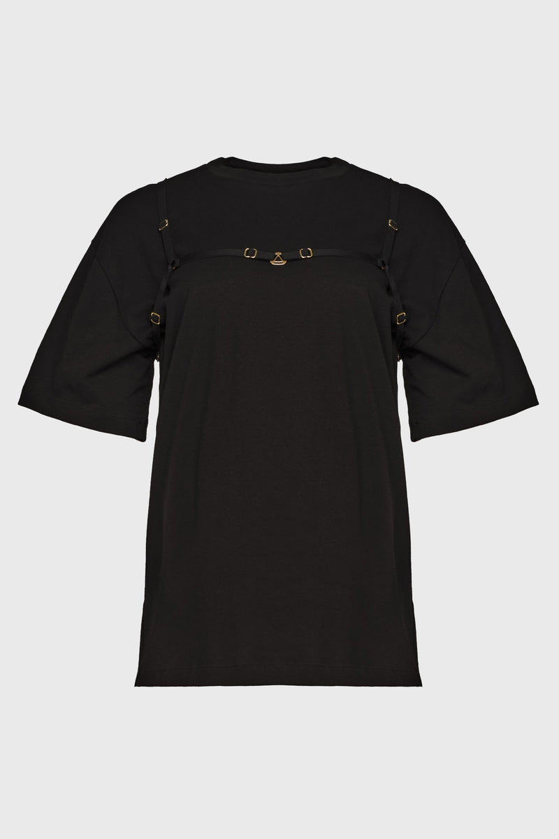 Tricou negru din bumbac organic Outline