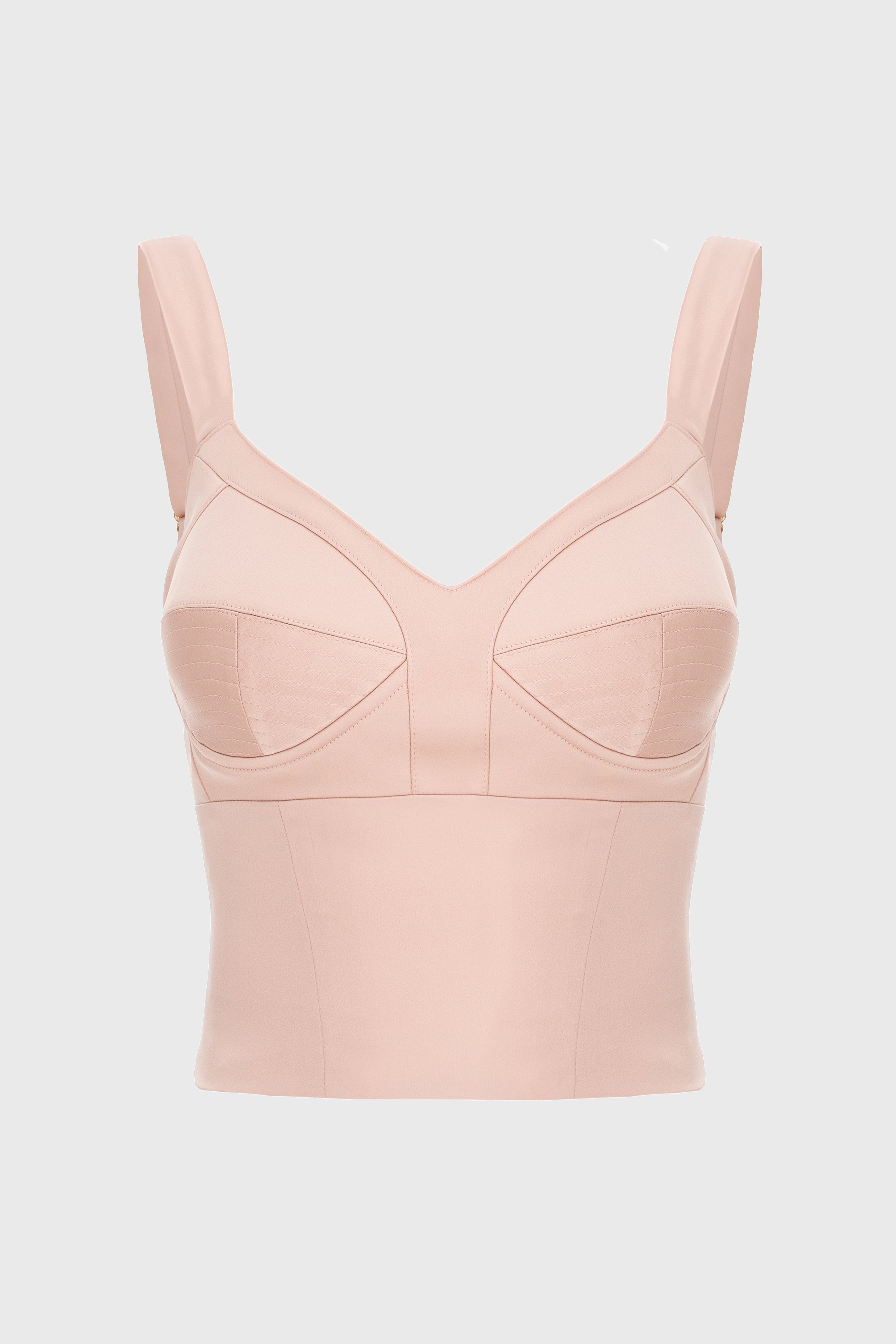 Corset roz pudrat din satin cu cupe Sculpt