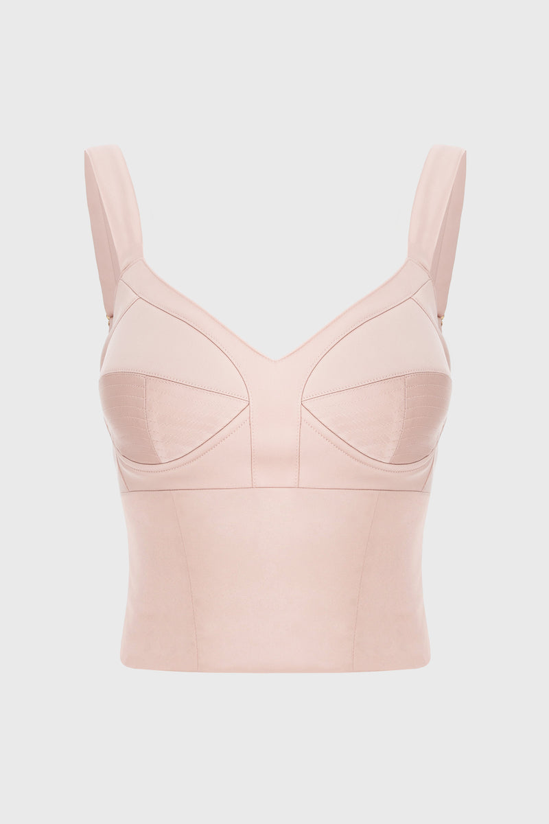 Corset roz pudrat din satin cu cupe Sculpt