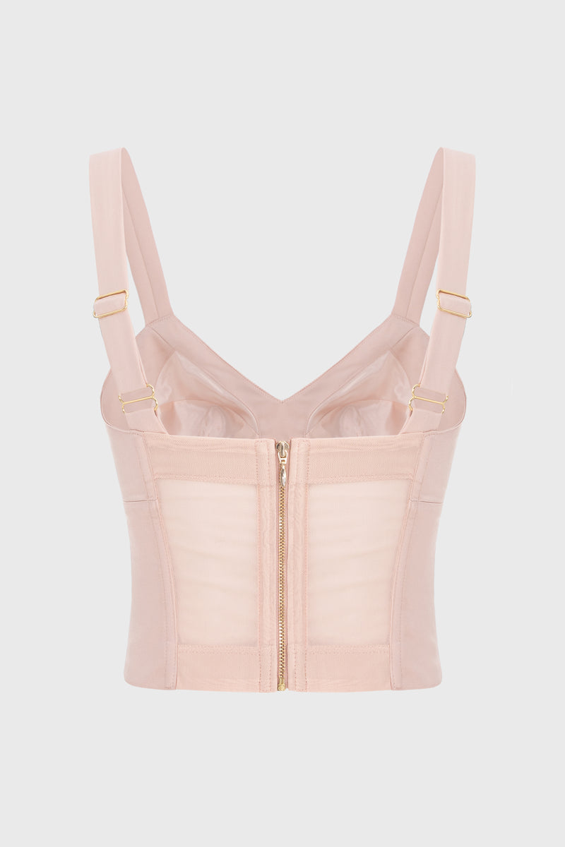 Corset roz pudrat din satin cu cupe Sculpt