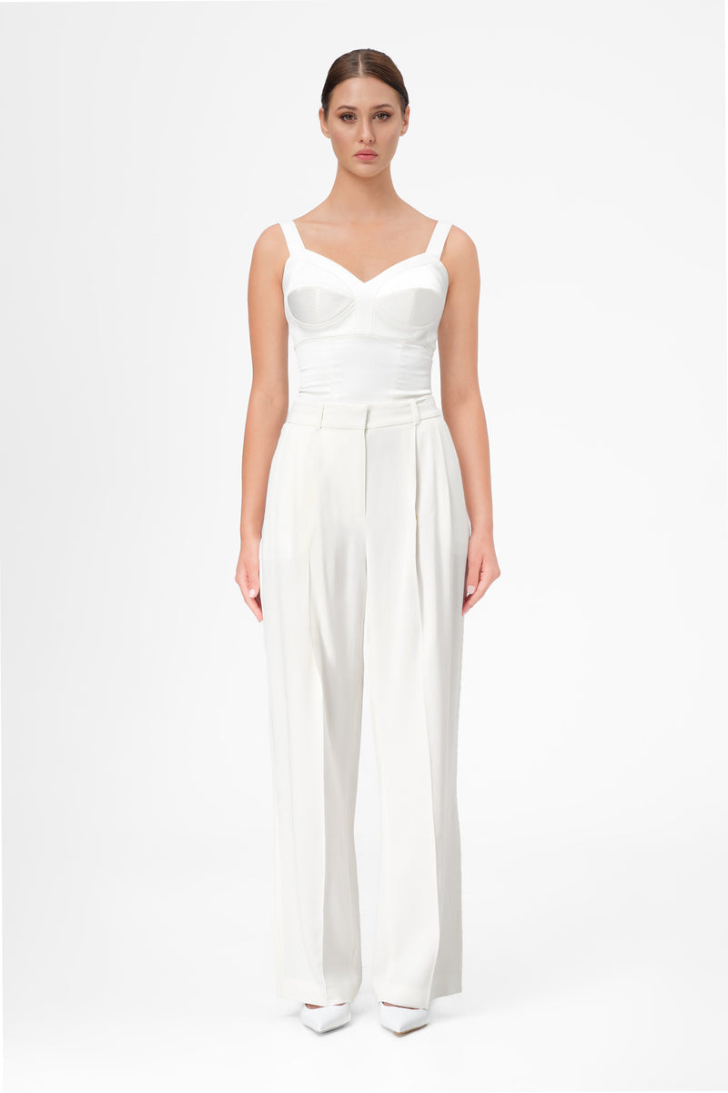 Corset alb din satin cu cupe Sculpt