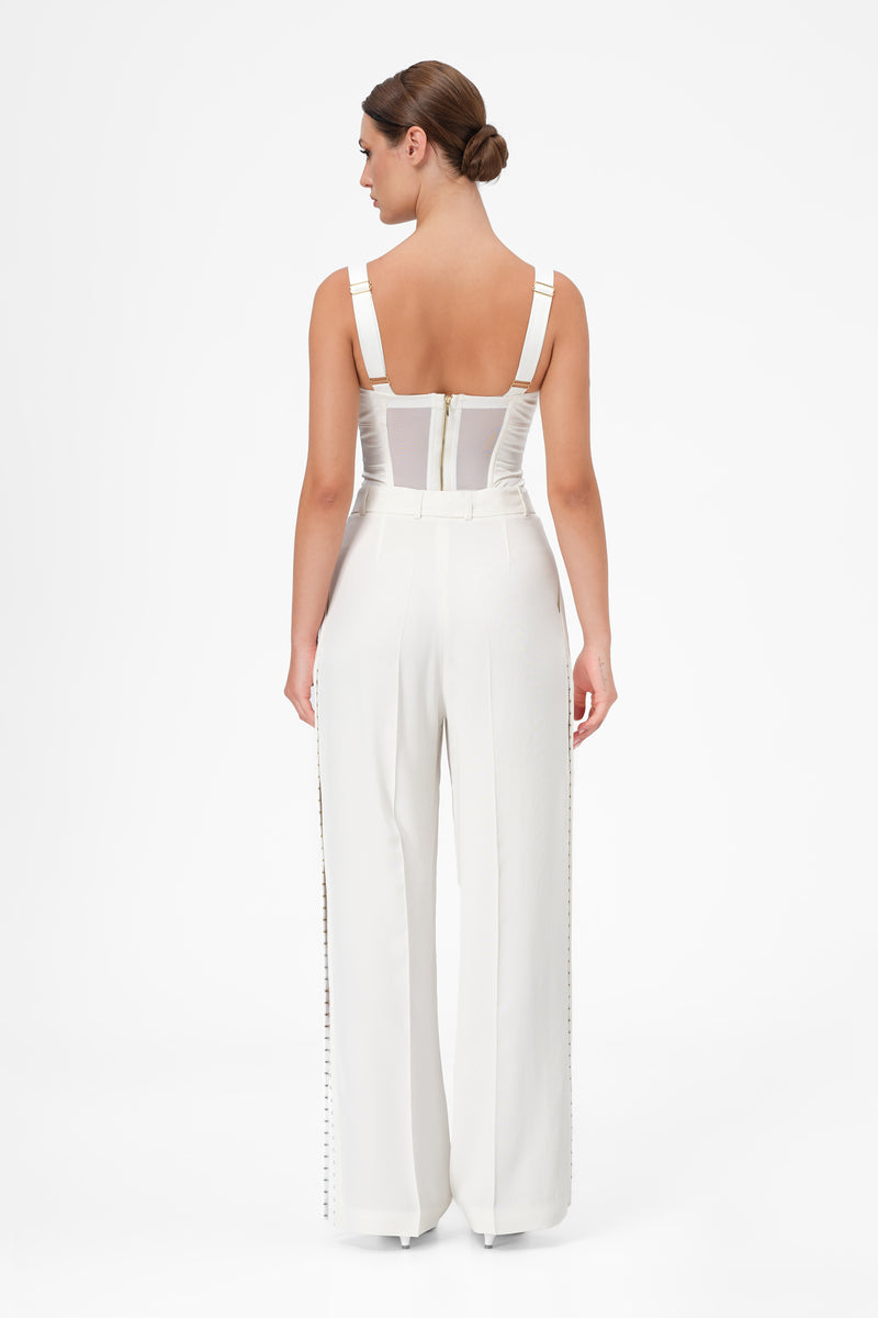 Corset alb din satin cu cupe Sculpt