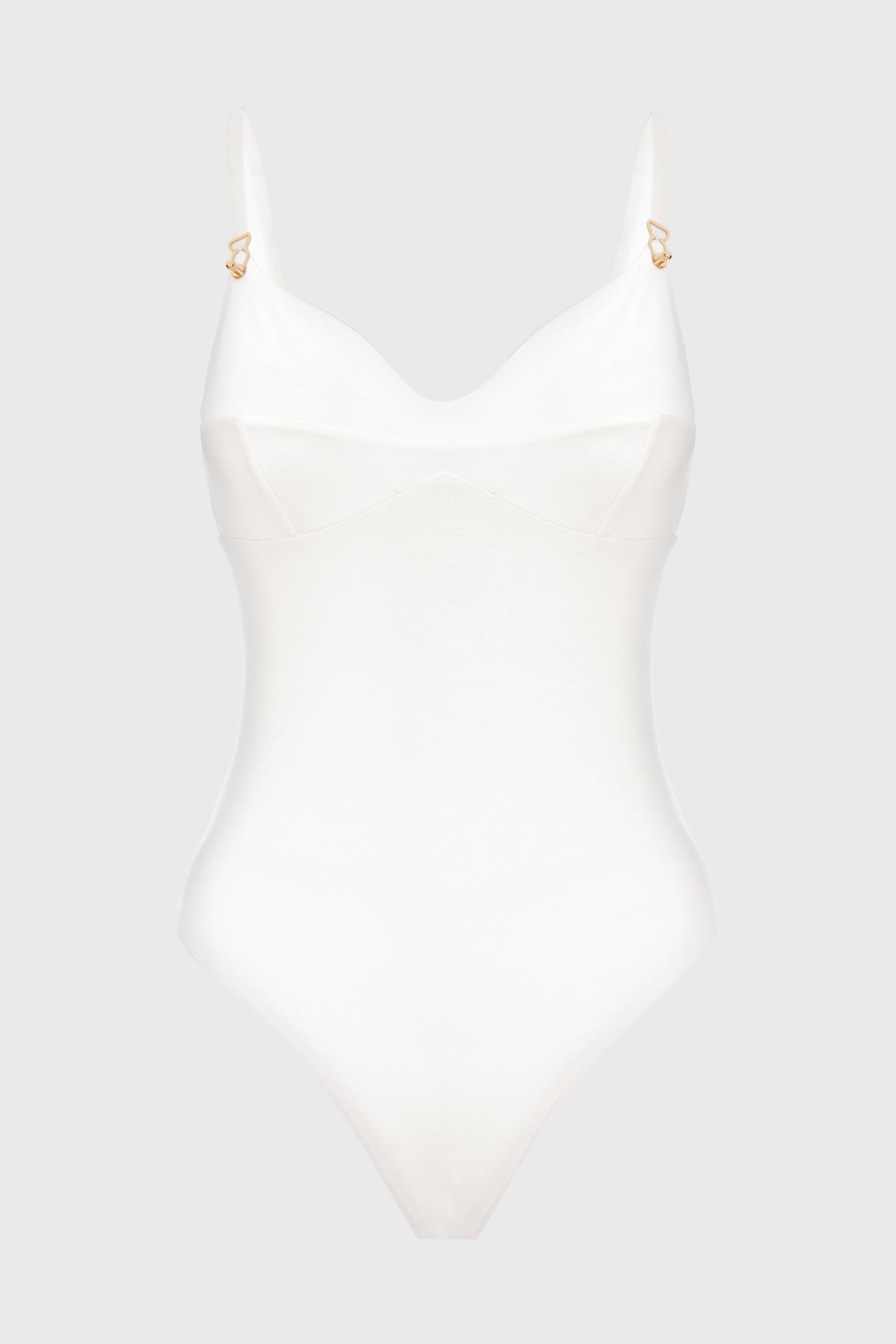 Body alb elastic cu bretele Skin
