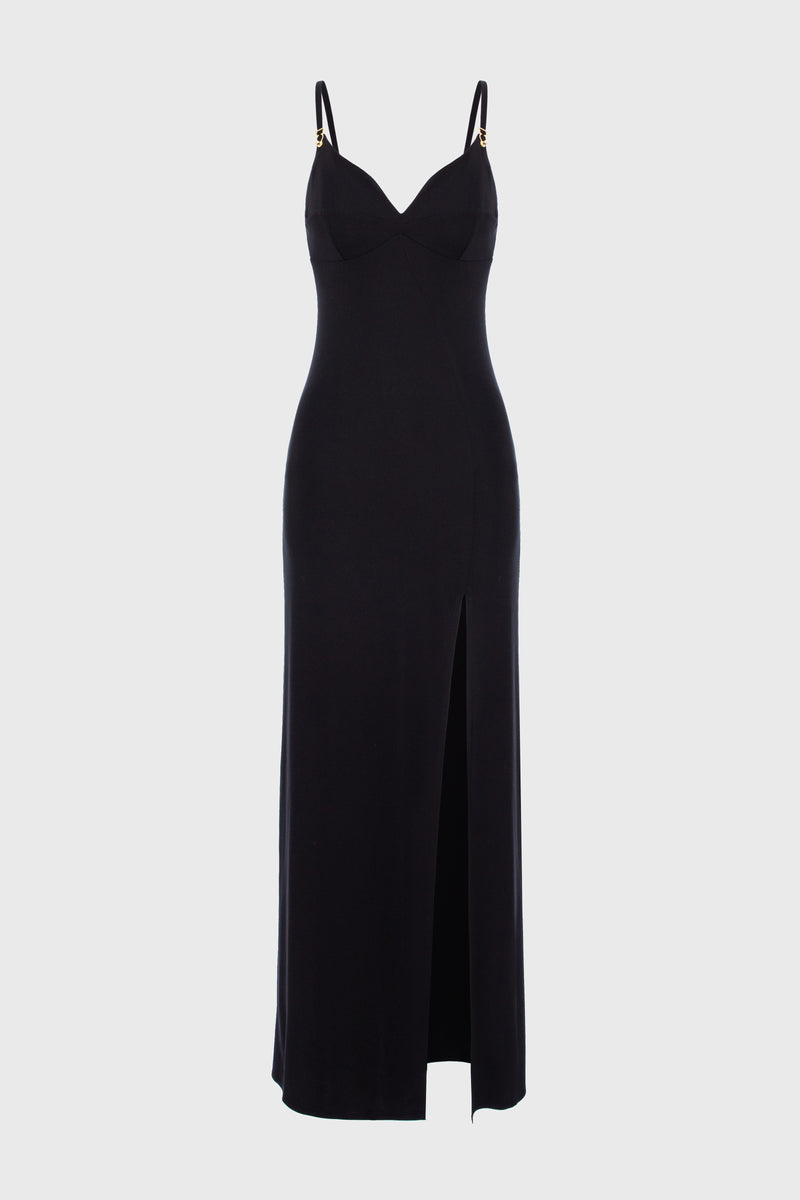 Rochie neagra lunga elastica Skin