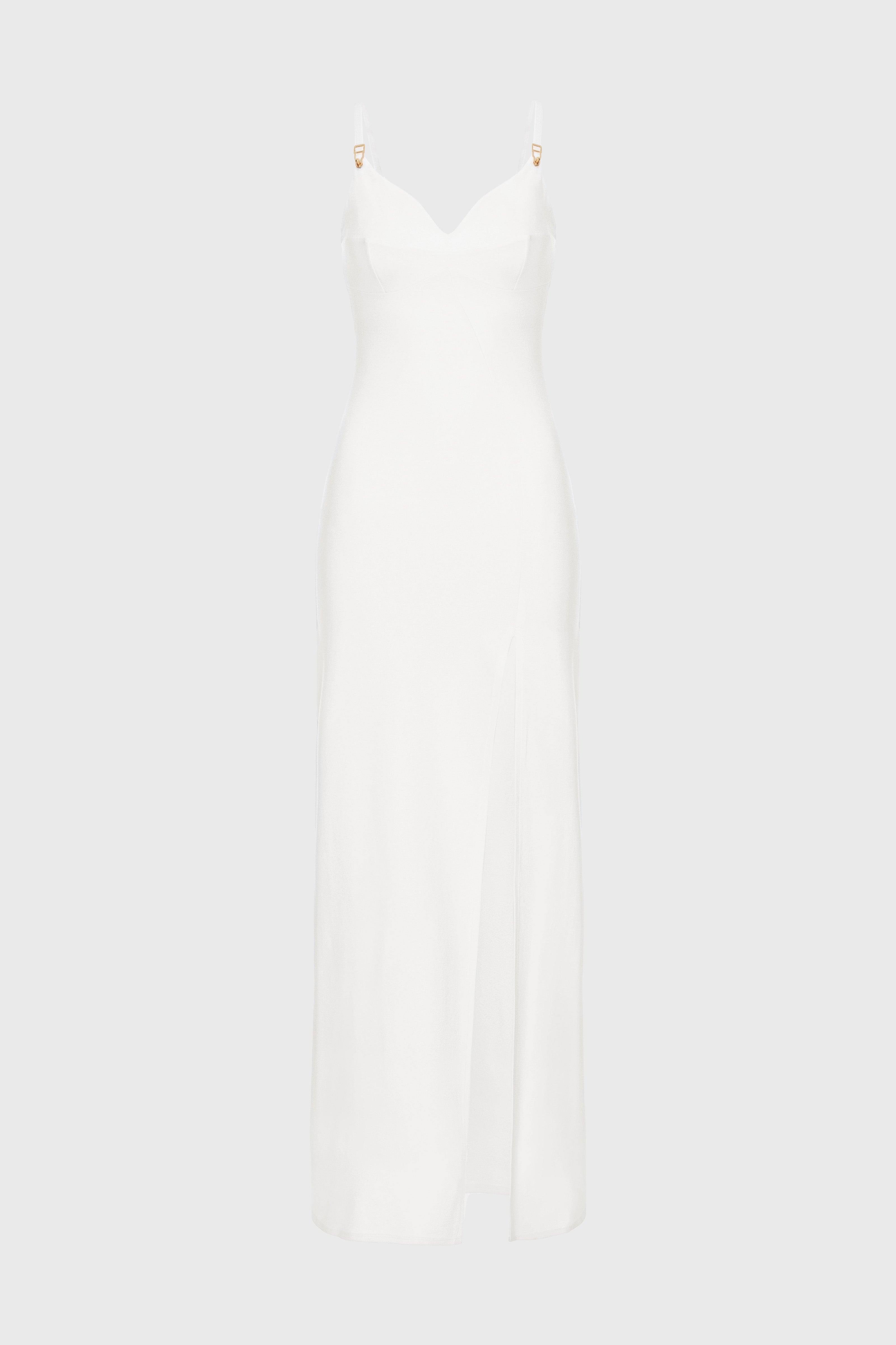 Rochie alba lunga elastica Skin