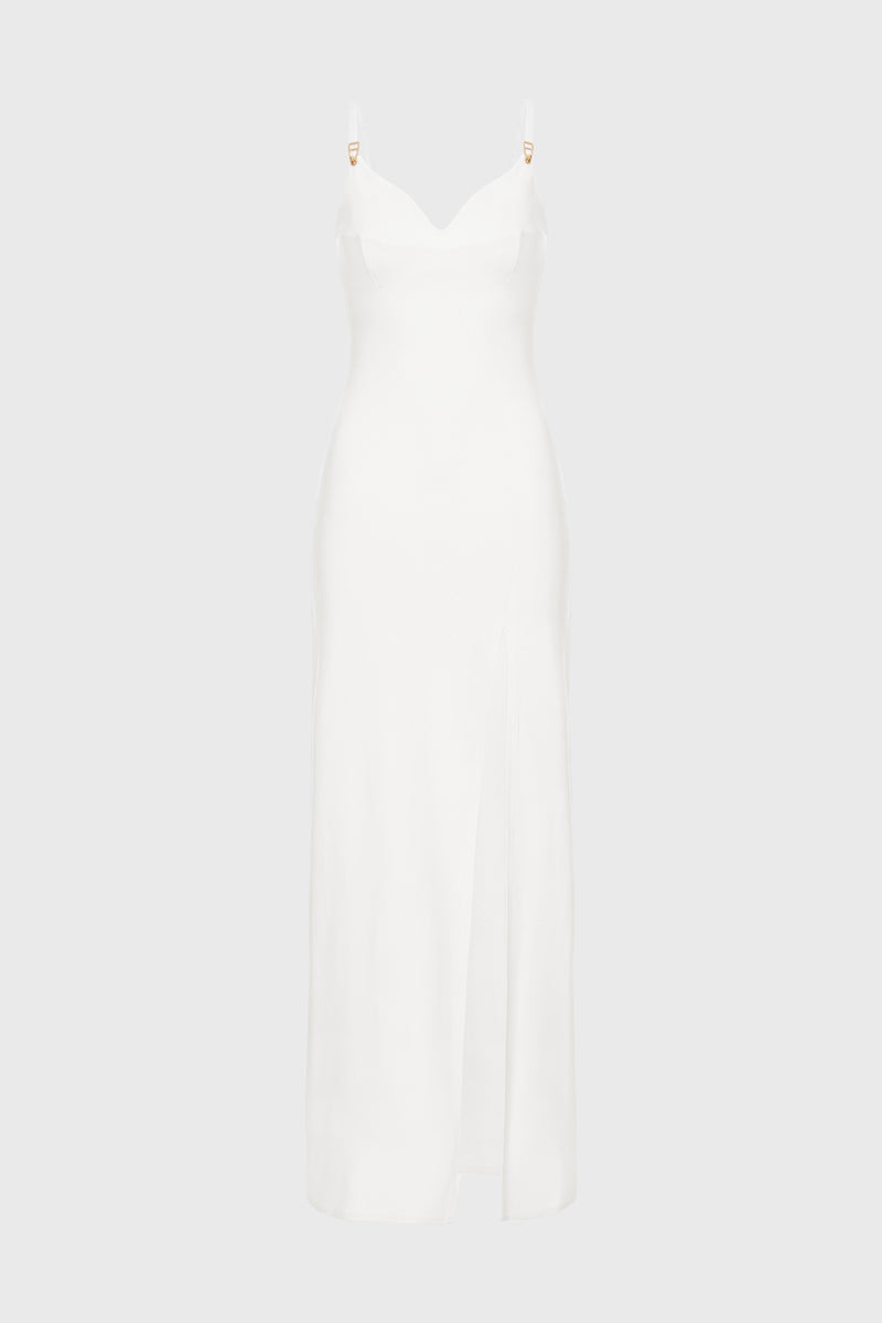 Rochie alba lunga elastica Skin