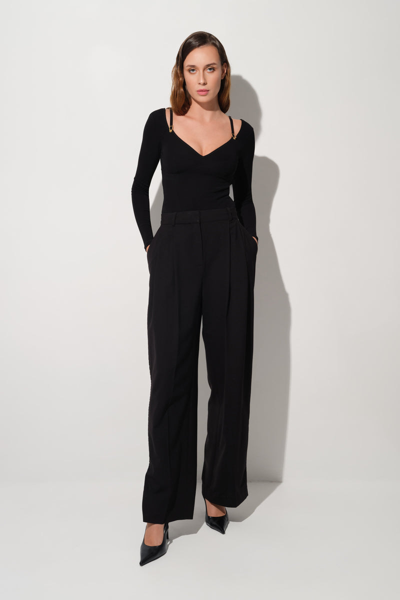 Body negru din vascoza elastica Skin