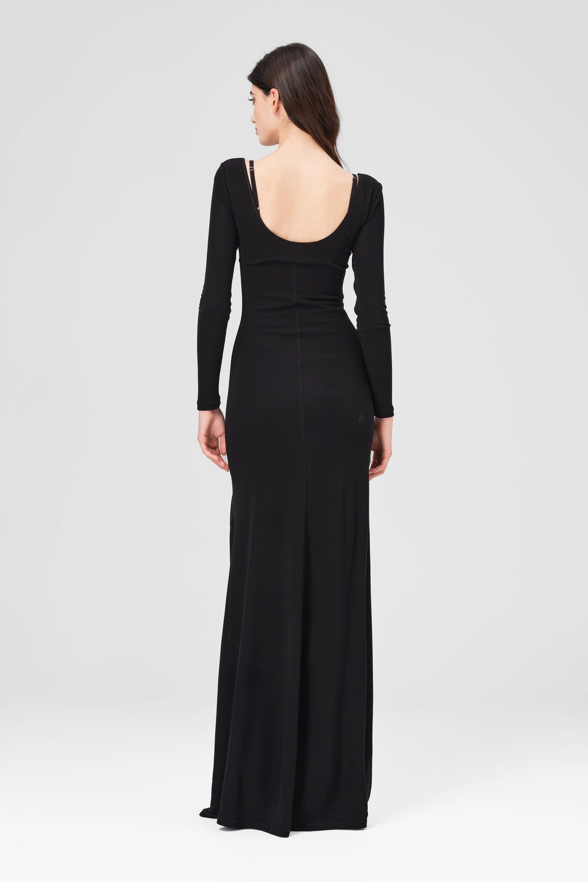 Rochie neagra lunga din vascoza elastica Skin