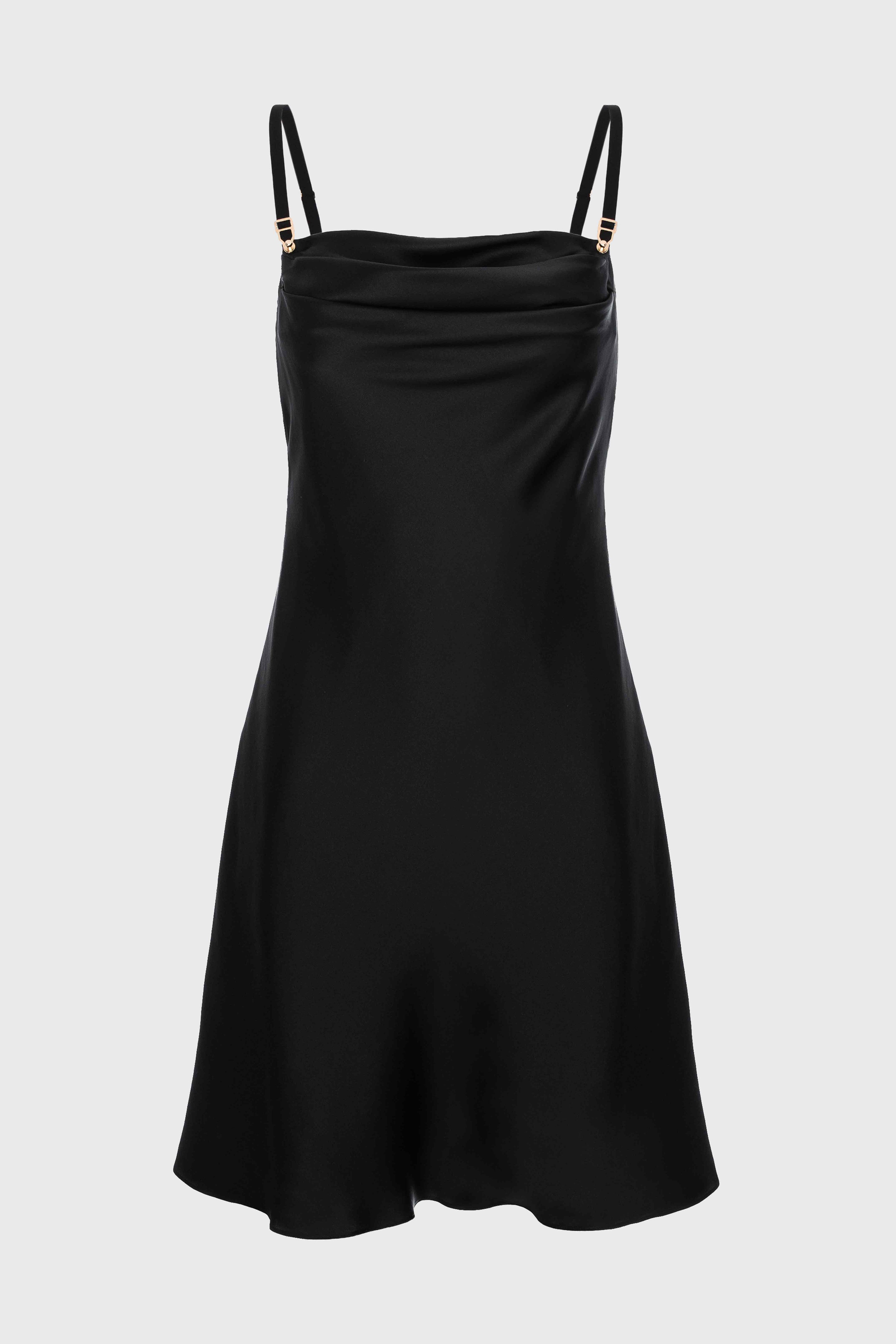 Rochie neagra mini din matase naturala Slip