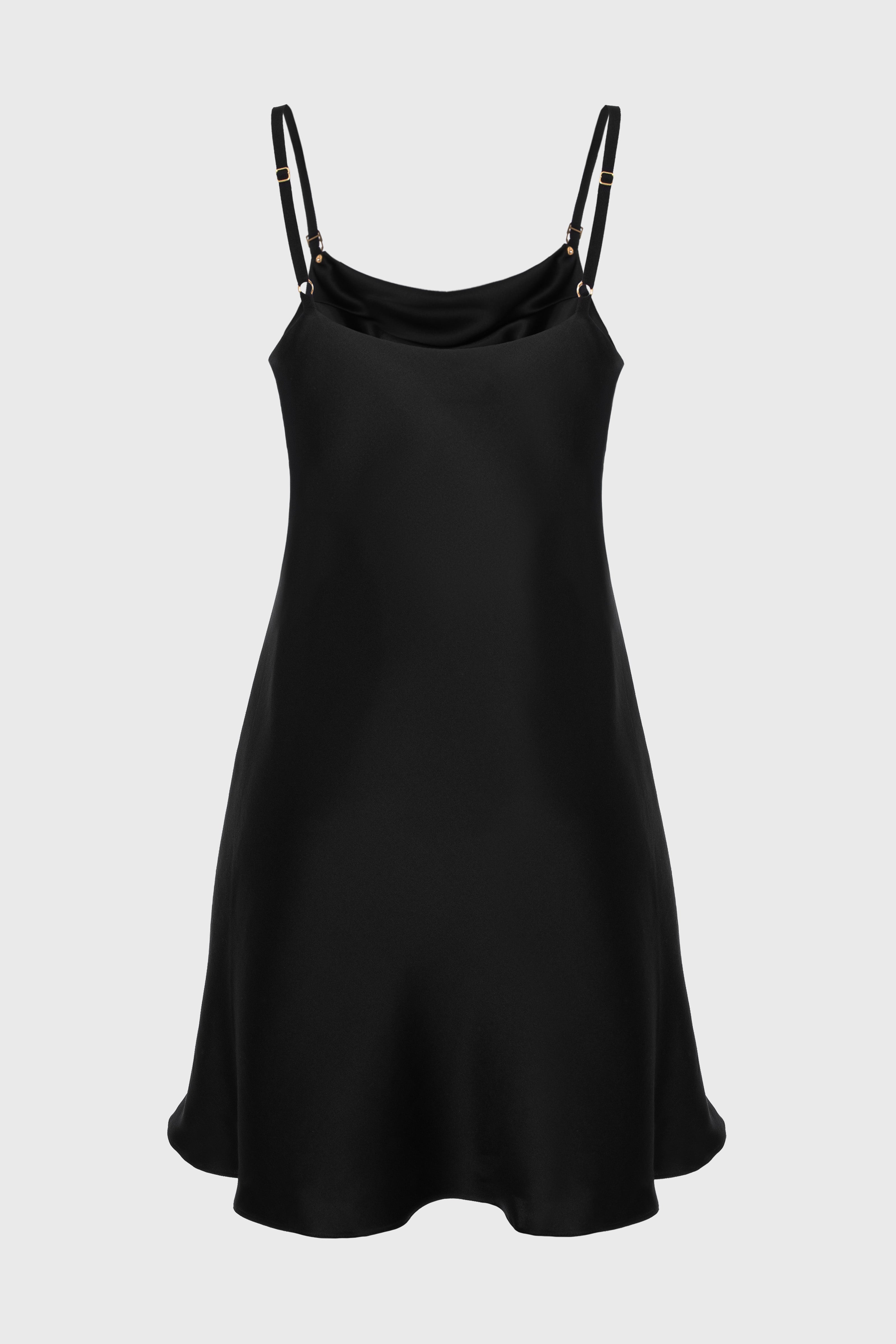 Rochie neagra mini din matase naturala Slip