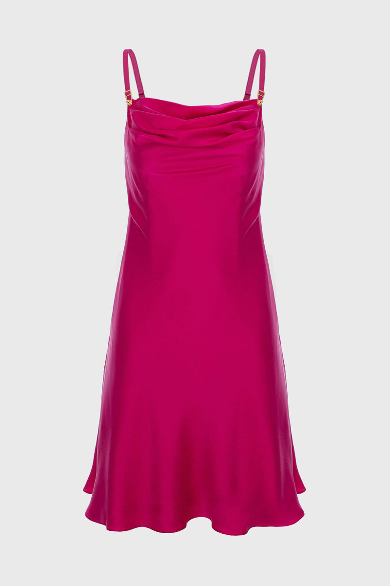 Rochie roz intens mini din matase naturala Slip