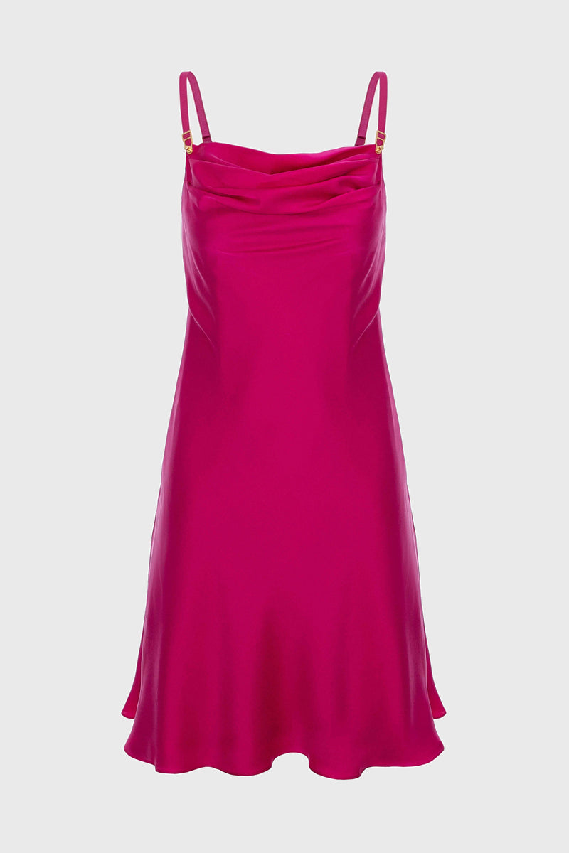 Rochie roz intens mini din matase naturala Slip