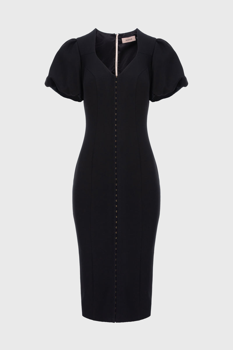 Rochie neagra cu capse Snap