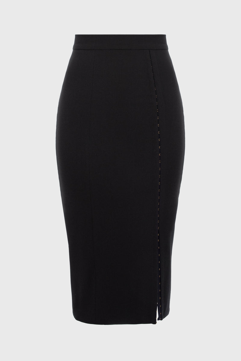 Fusta neagra midi creion cu mos-si-baba Snap