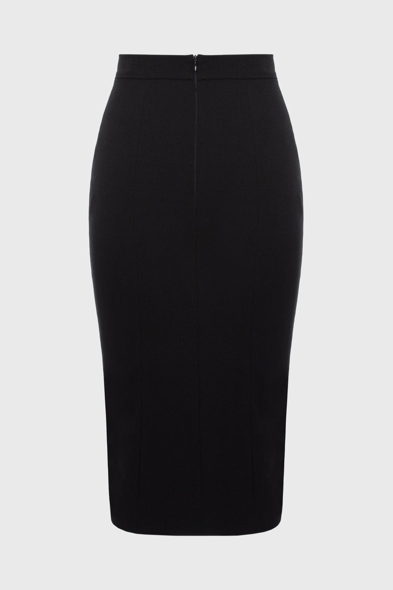 Fusta neagra midi creion cu mos-si-baba Snap