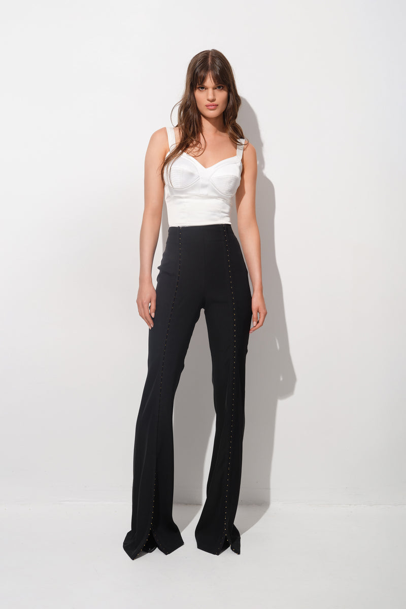 Pantaloni negri lungi evazati Snap
