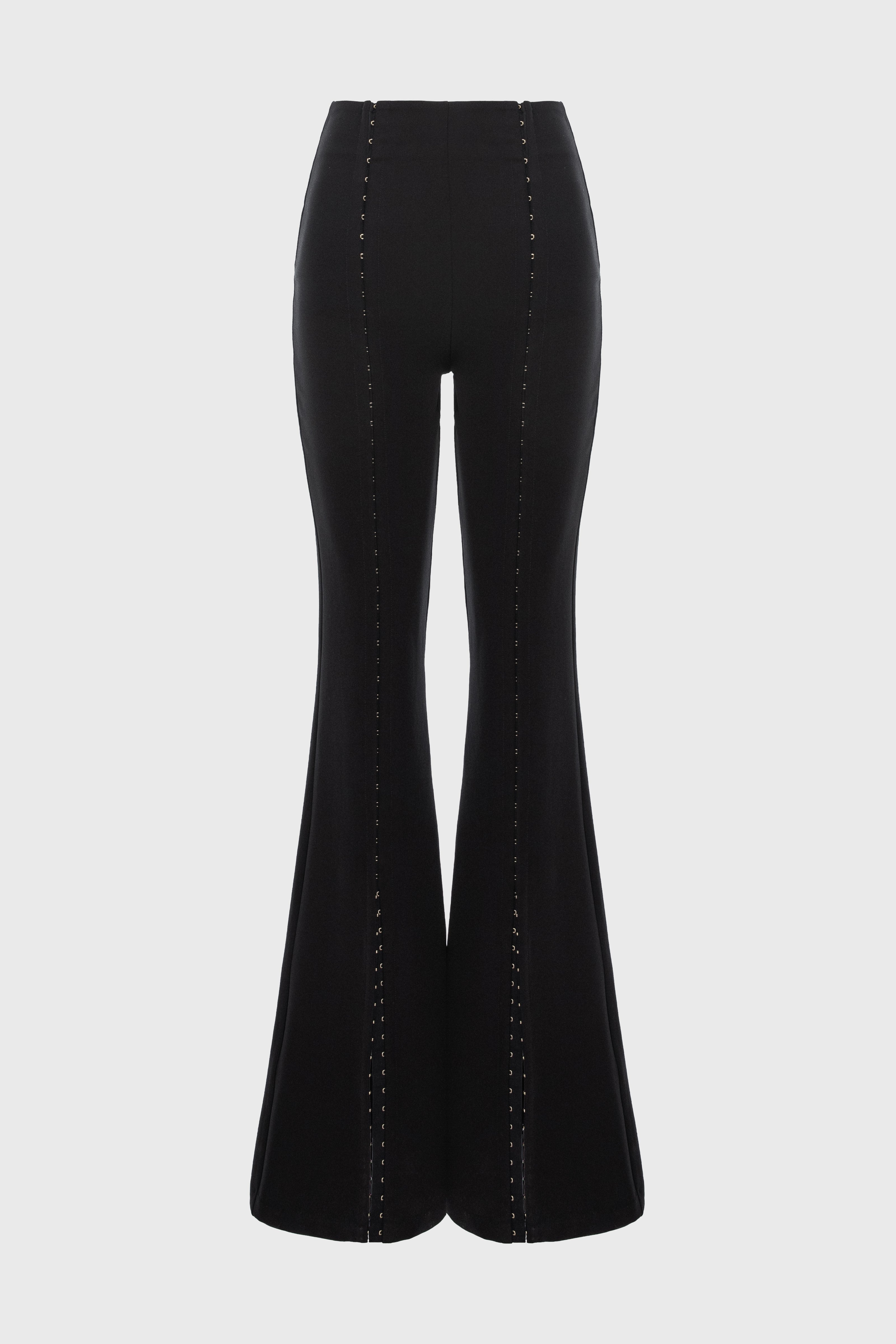 Pantaloni negri lungi evazati Snap
