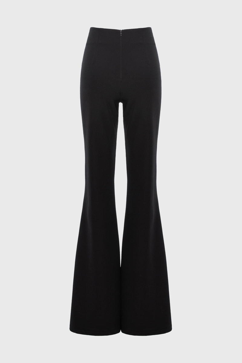 Pantaloni negri lungi evazati Snap