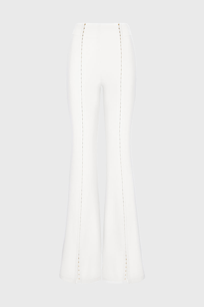Pantaloni albi lungi evazati Snap