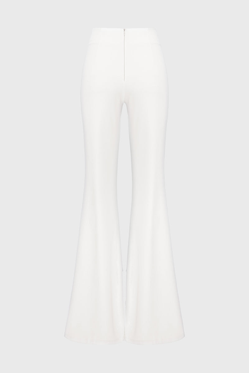 Pantaloni albi lungi evazati Snap