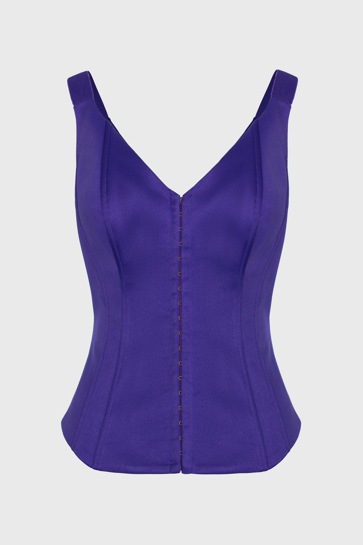 Corset violet din satin cu insiretare String