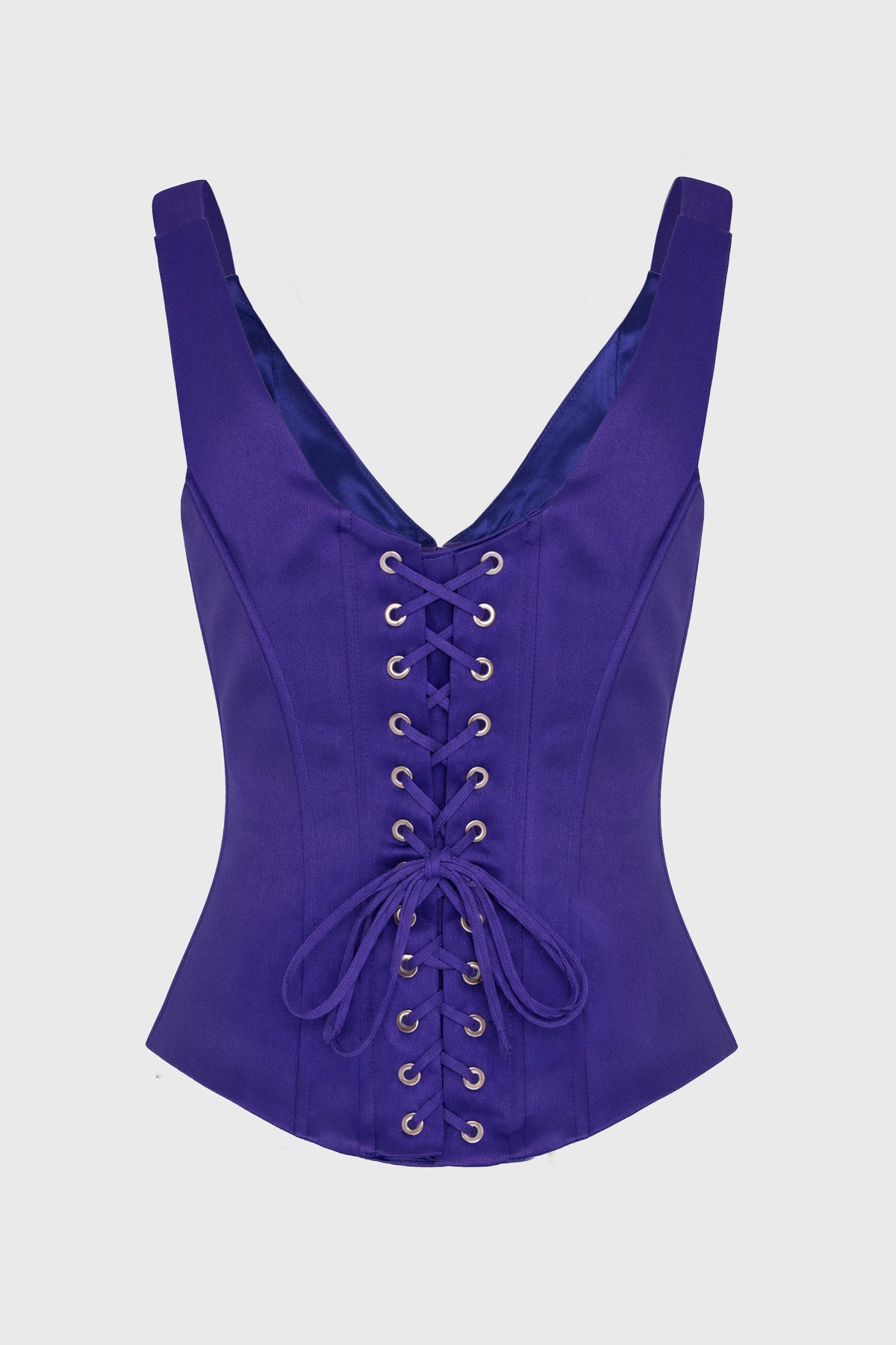 Corset violet din satin cu insiretare String
