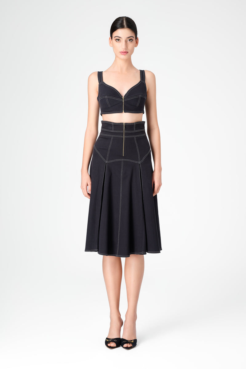 Bustiera neagra din denim bi-elastic Underline